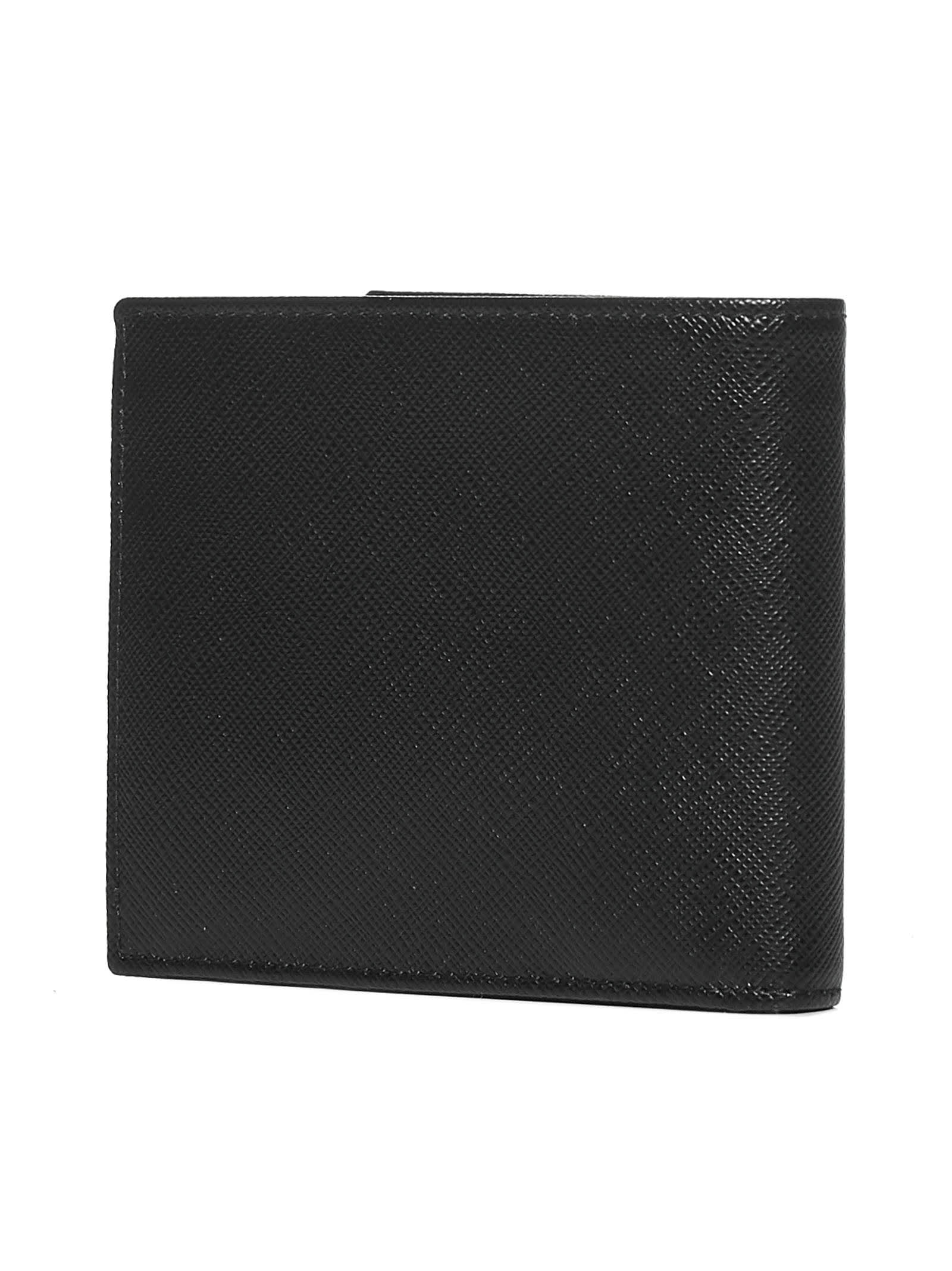 Prada Triangle Logo Saffiano Leather Wallet In Black
