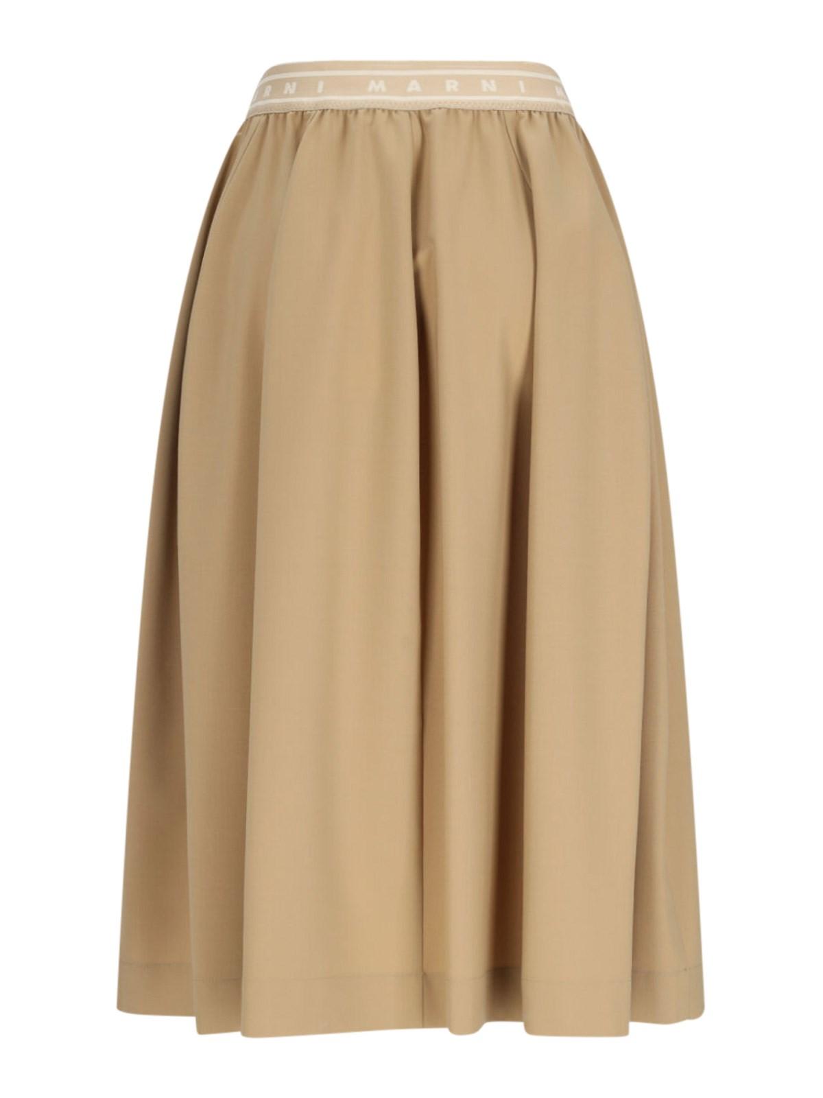 Marni Midi Pleated Skirt Knee Length In Winter Wheat