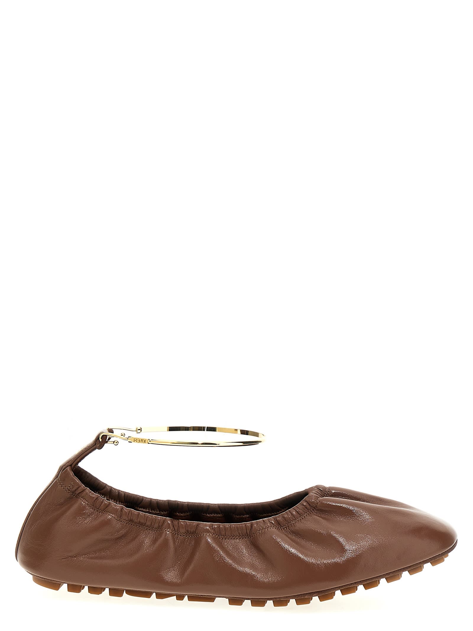 Shop Fendi Filo Ballet Flats In Brown