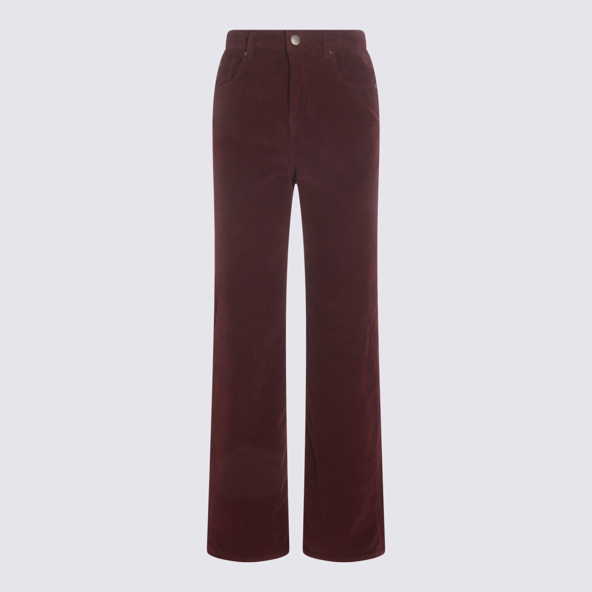 Twinset Relaxed Fit Corduroy Trousers Pockets In Burgundy