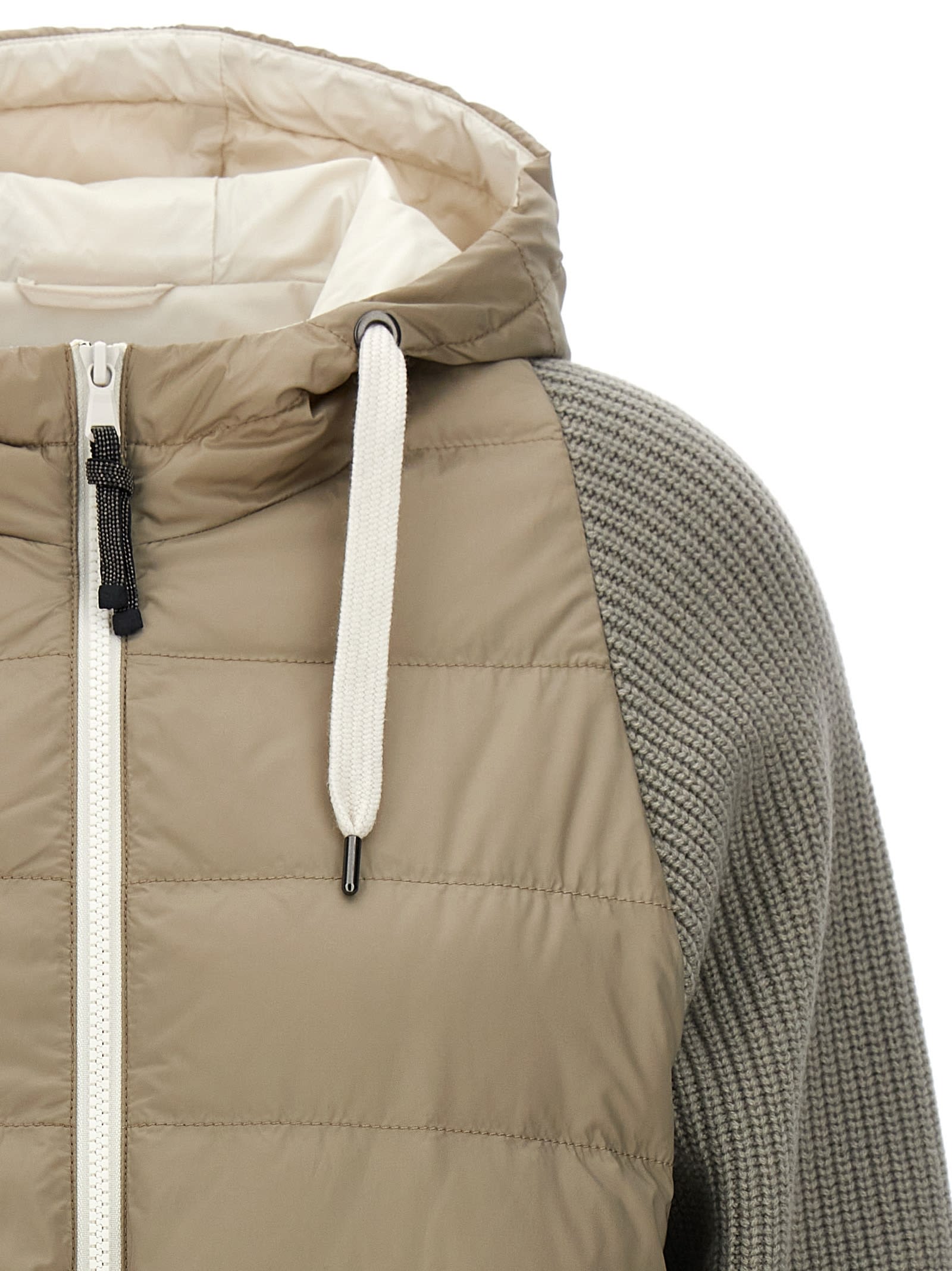 Shop Brunello Cucinelli Solomeo Insert Hooded Down Jacket In Gray