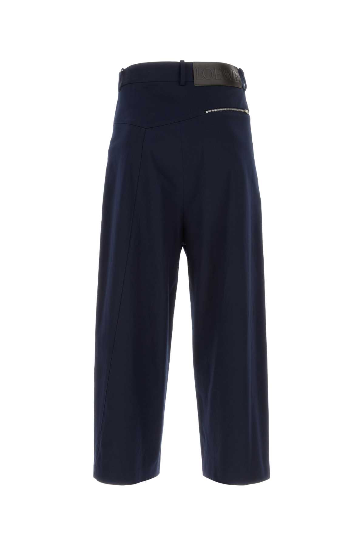 Loewe Navy Blue Stretch Cotton Cigarette Pant In Midnightblue
