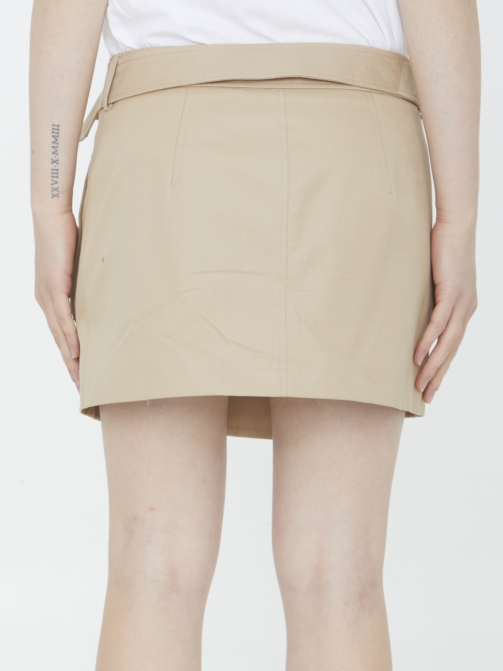 Shop Burberry Trench Miniskirt In Beige