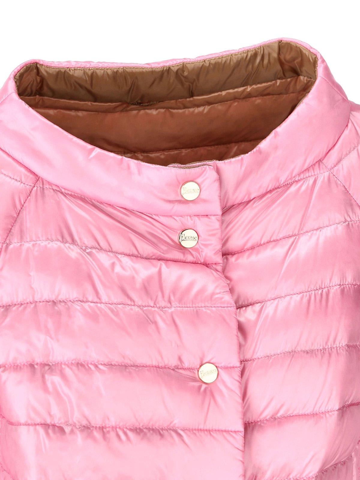 Shop Herno Reversible Buttoned Padded Jacket In Light Rose