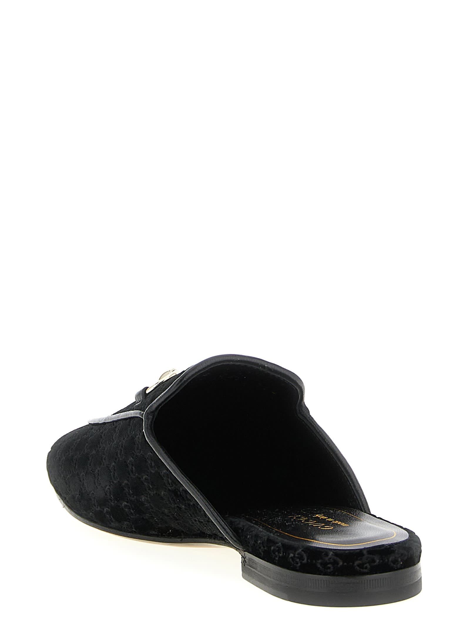 Gucci Women Princetown Gg Supreme Velvet Mule In Black