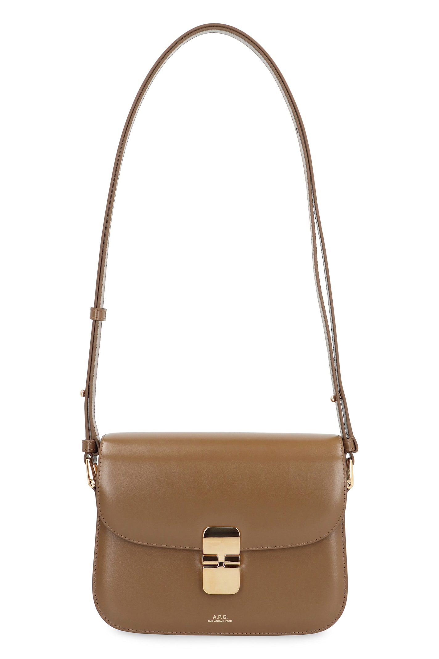 Apc Adjustable Strap Leather Shoulder Bag In Brown