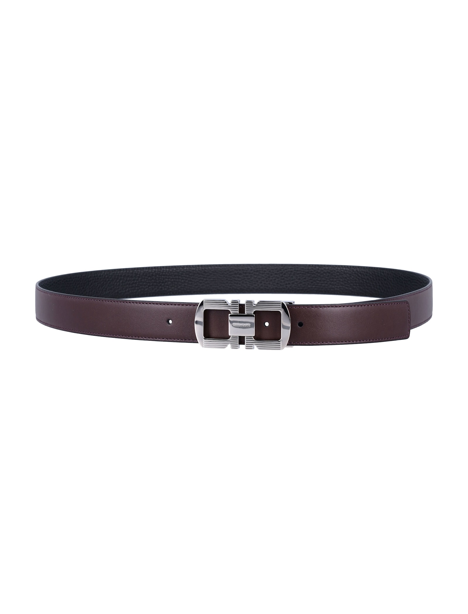 Ferragamo Reversible And Adjustable Gancini Belt In Brown