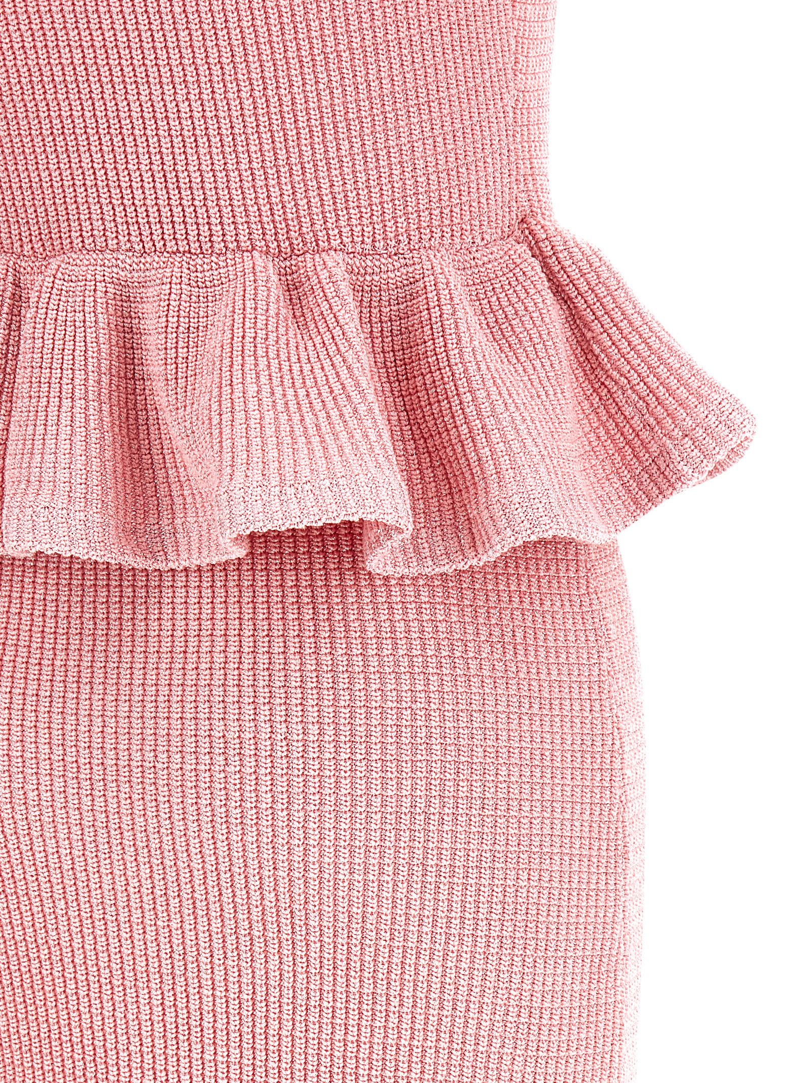 Self-portrait Pink Peplum Knit Midi Dresses Pink In Pink