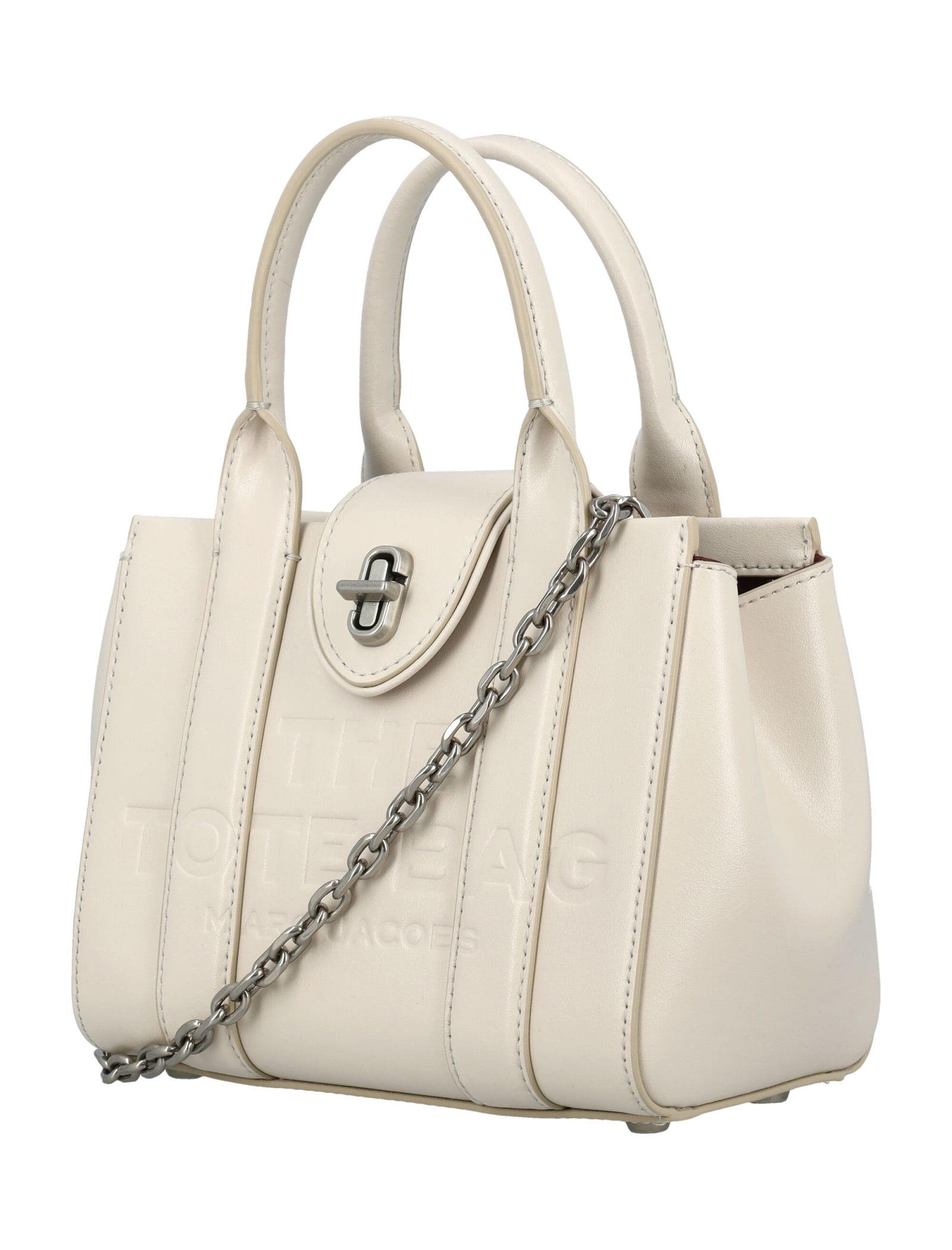 Shop Marc Jacobs The Mini Tote Turn Lock Bag In Cloud White