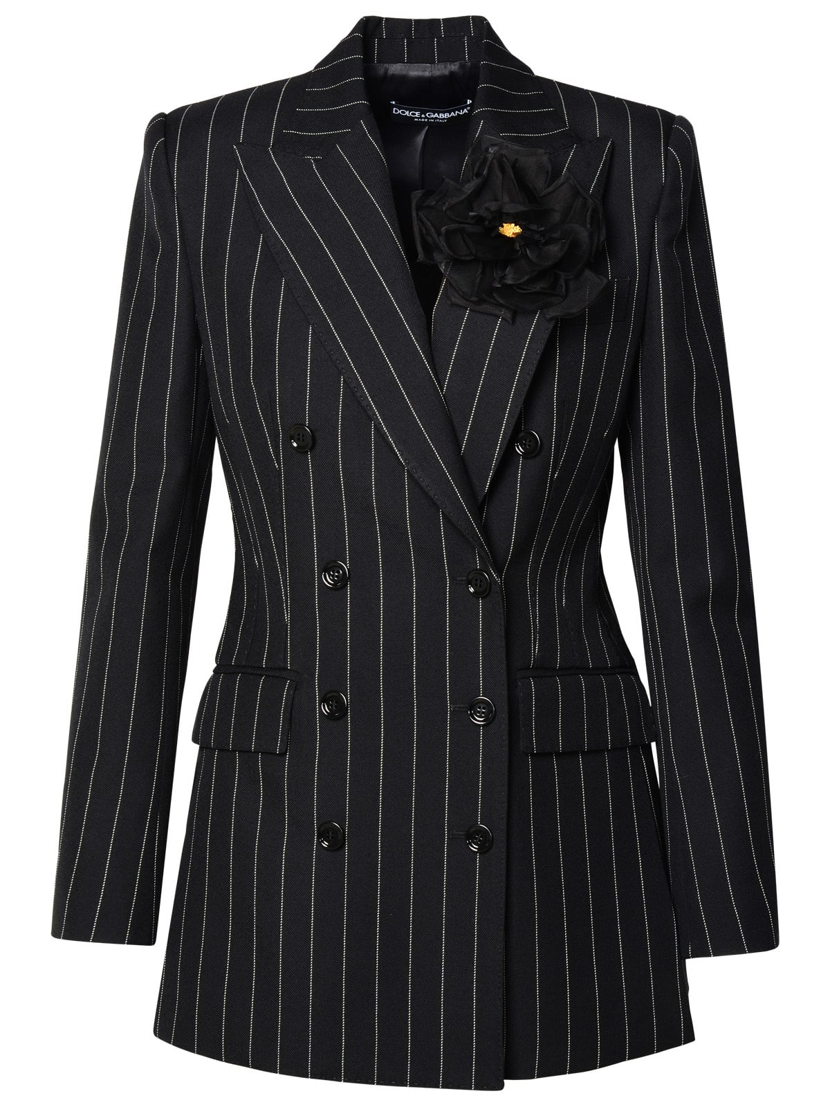 Shop Dolce & Gabbana Black Virgin Wool Blazer In Rigato (black)