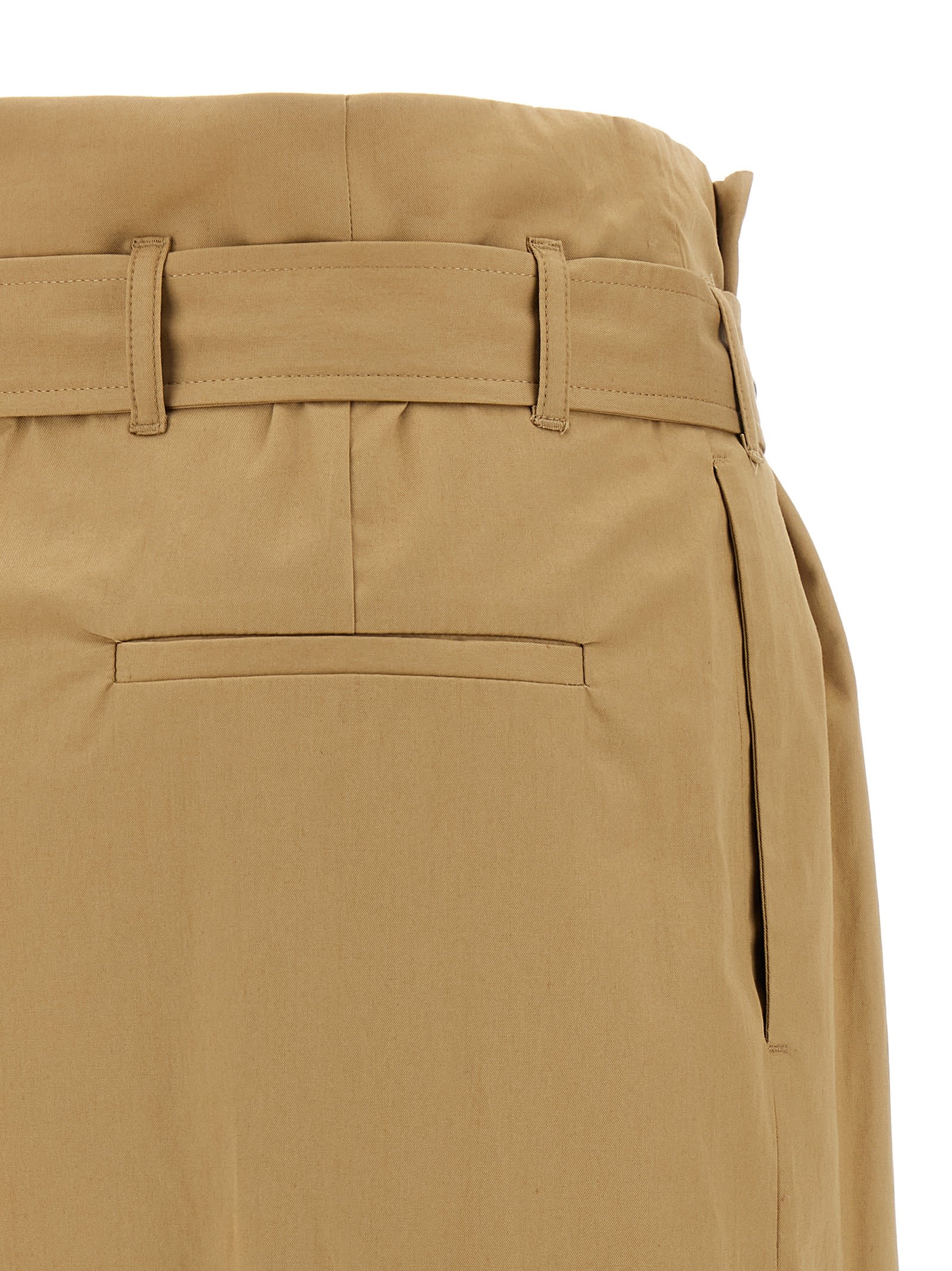 Dries Van Noten Pleated Long Skirt Belted Waist In Beige