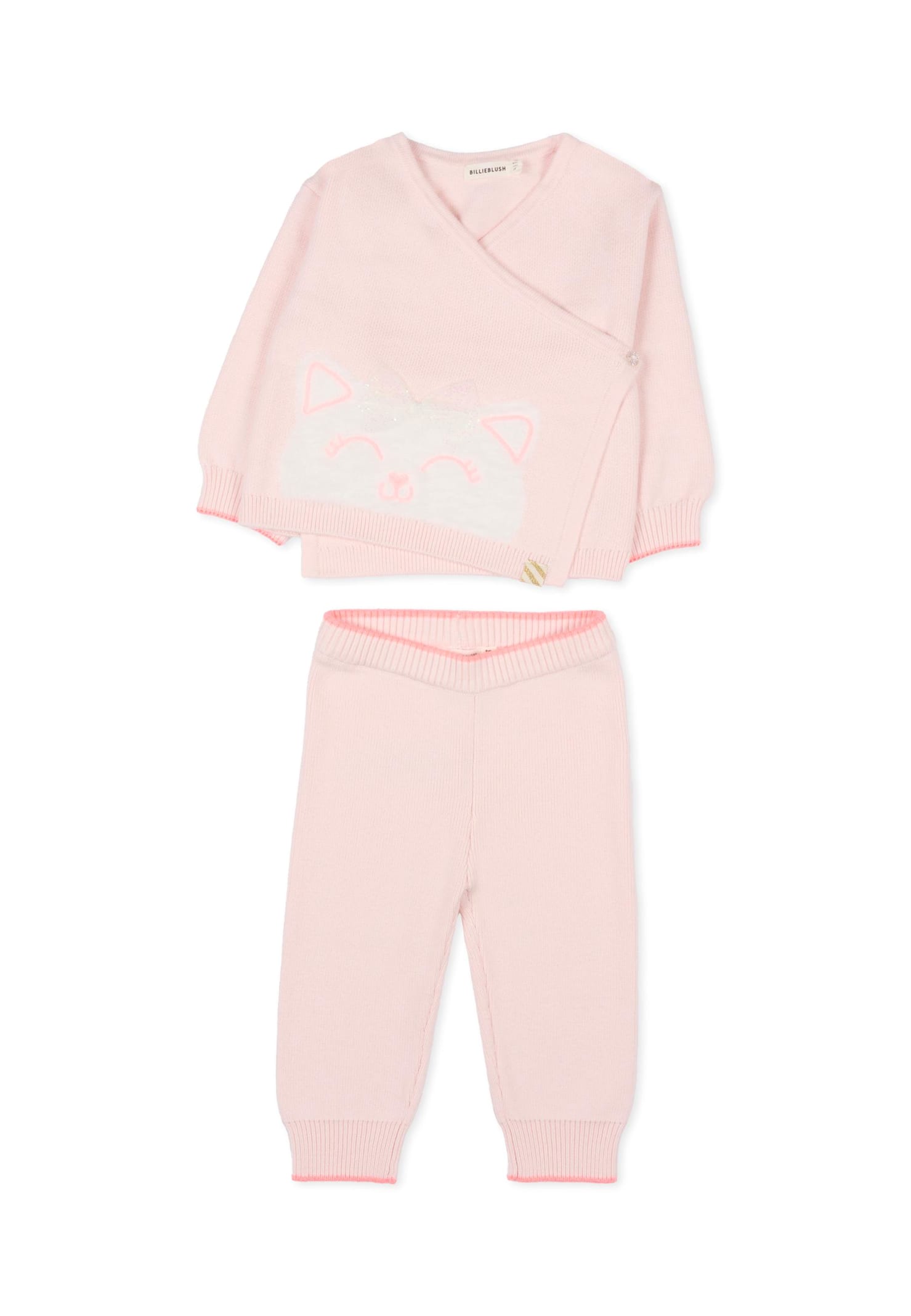Billieblush Pink Birth Set For Baby Girl With Cat In Pink