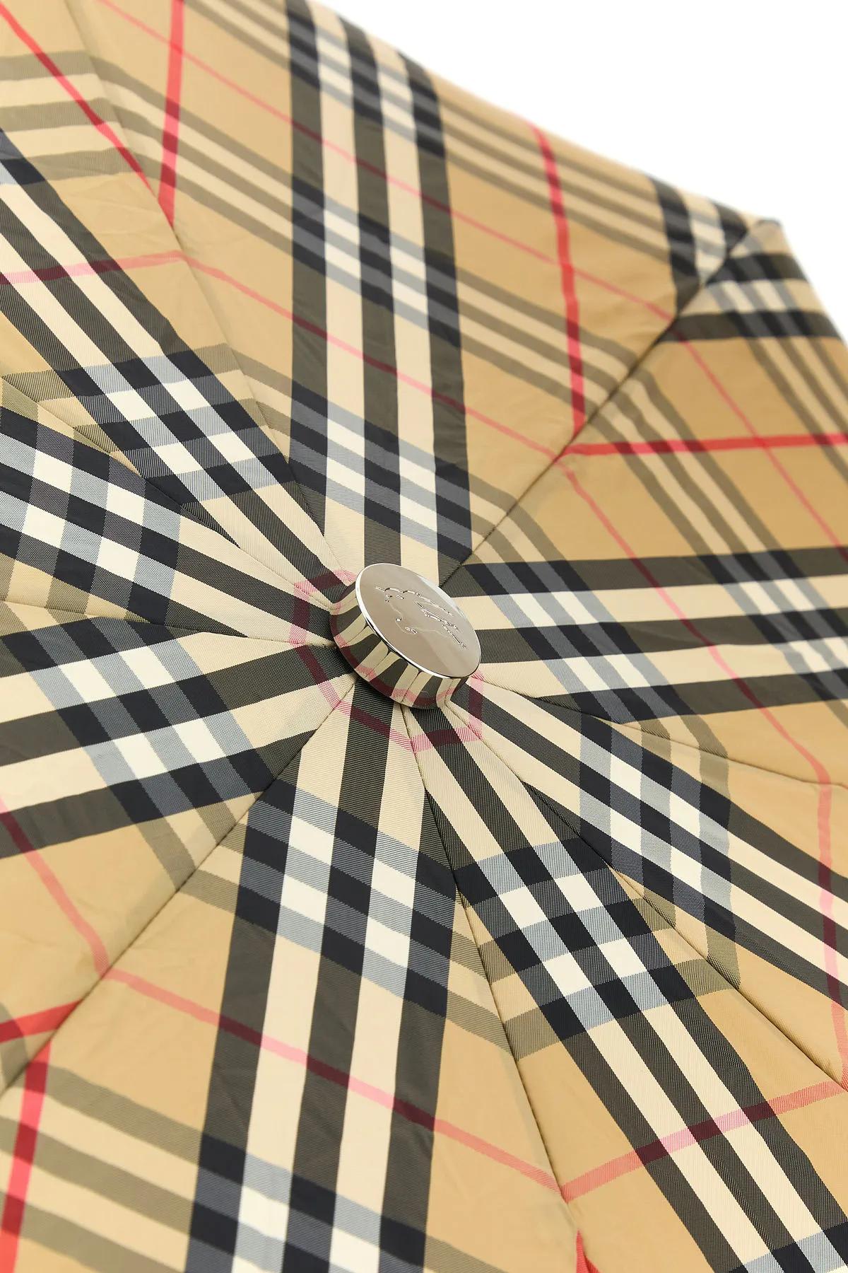 Shop Burberry Printed Nylon Umbrella In Archive Beige