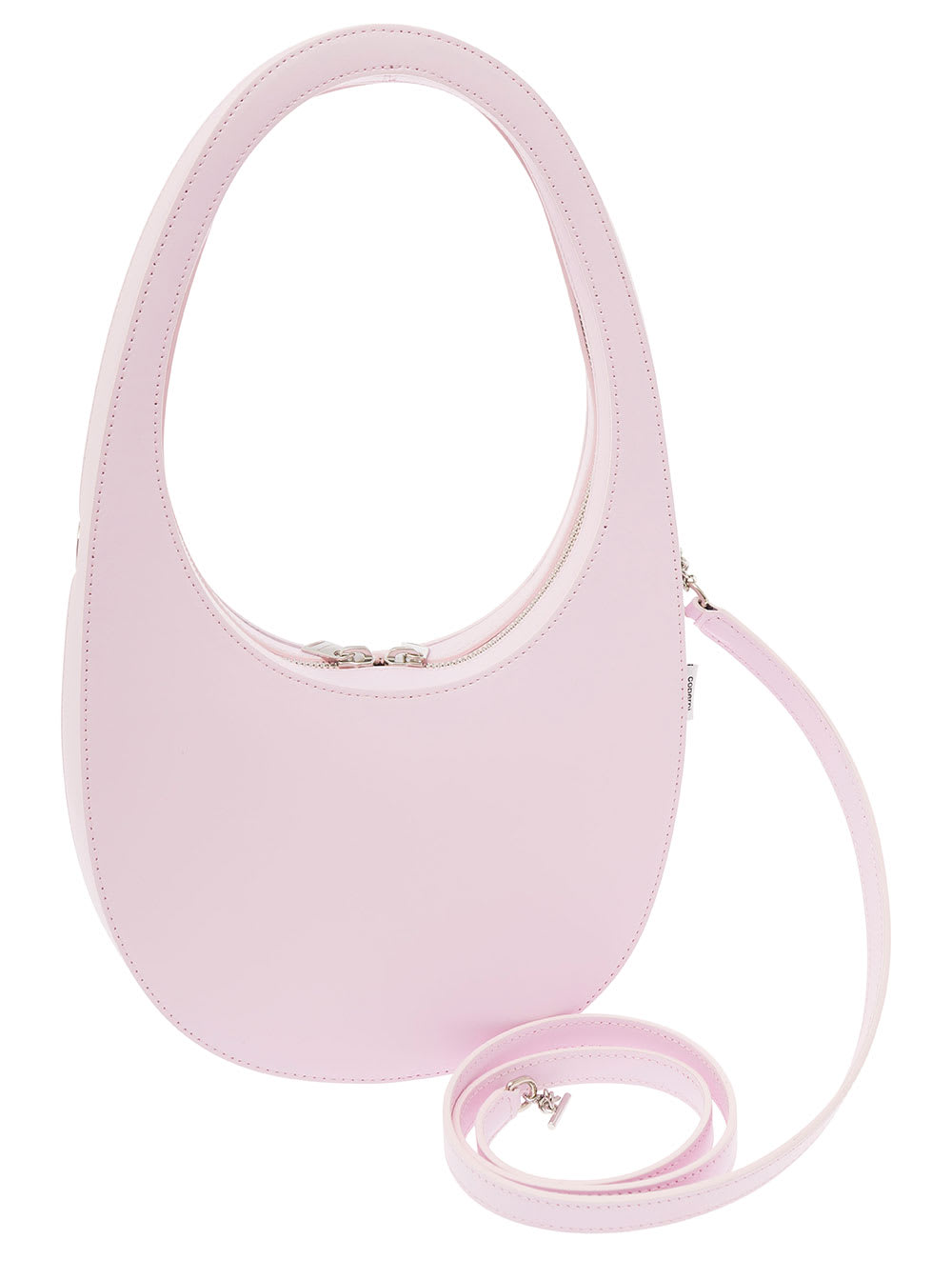 Shop Coperni Mini Swipe Pink Handbag With Logo Detail In Leather Woman