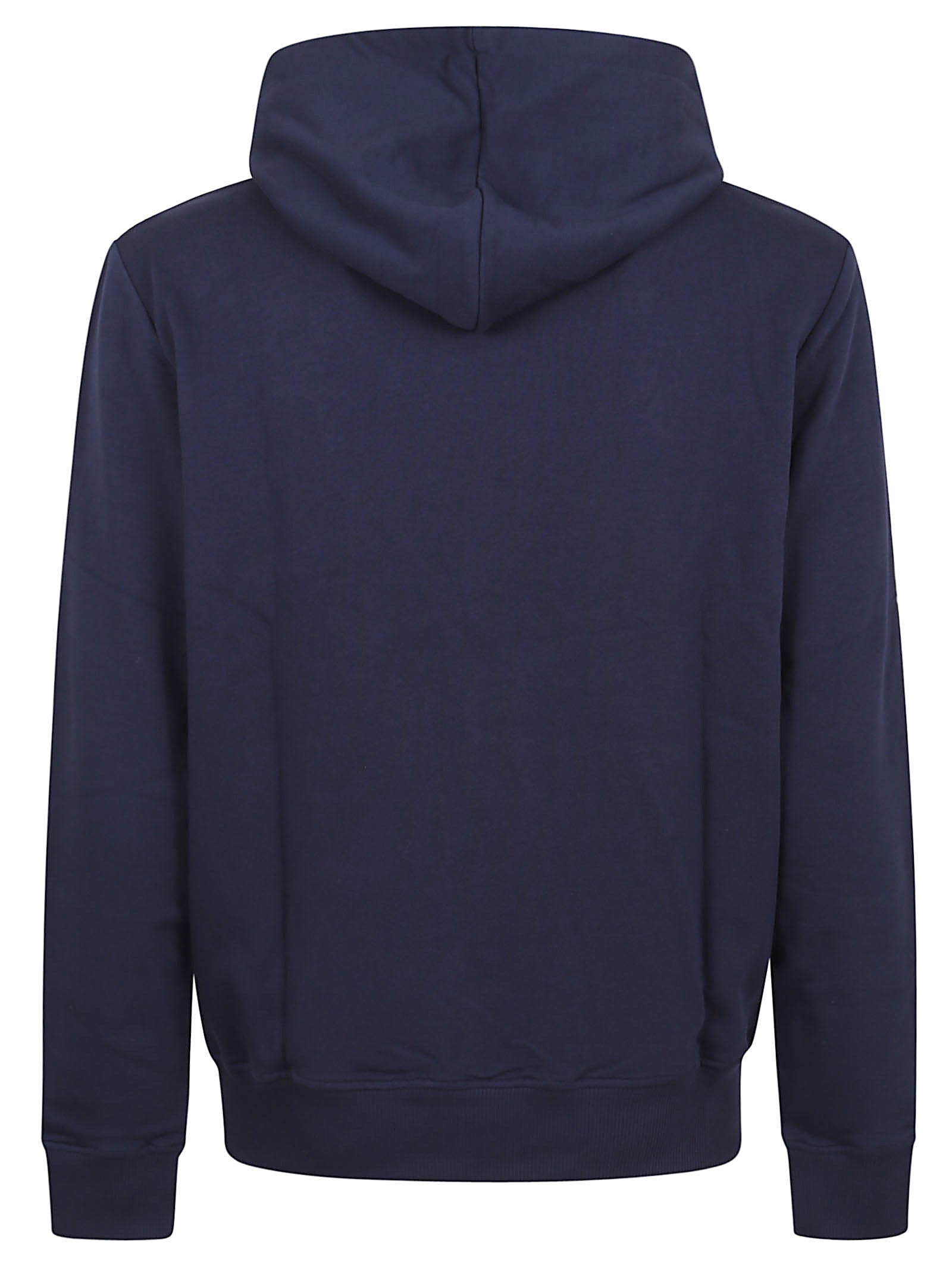 Balmain Logo-print Stretch Cotton-blend Jersey Hoodie In Blue