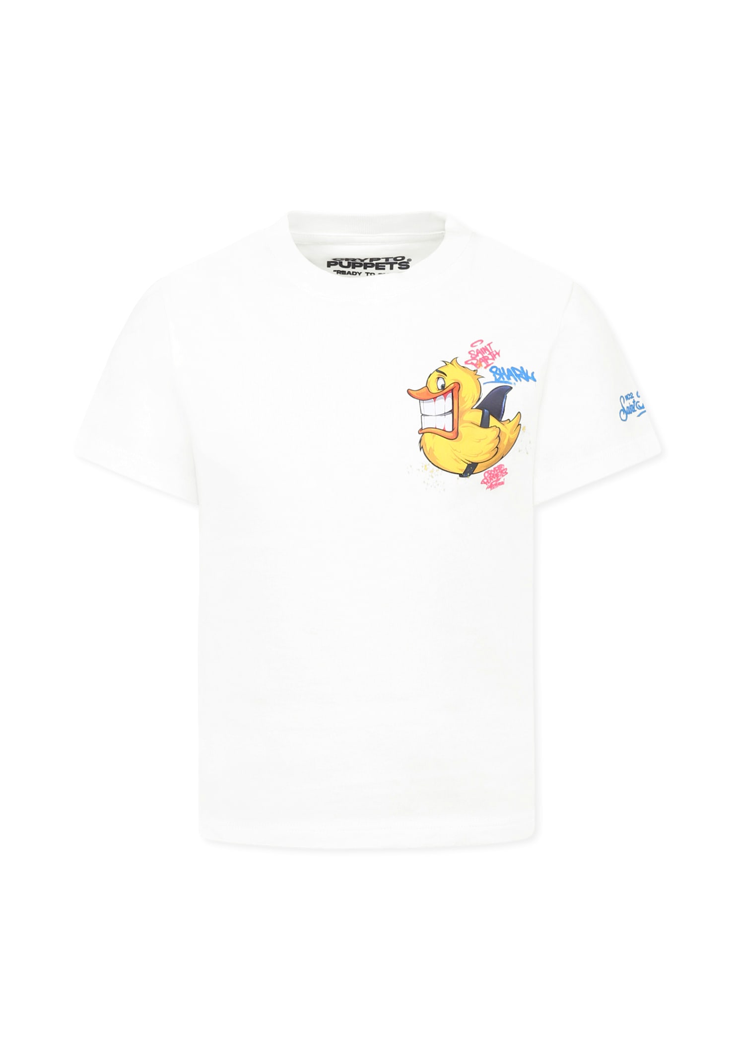 MC2 SAINT BARTH WHITE T-SHIRT FOR BOY WITH DUCK