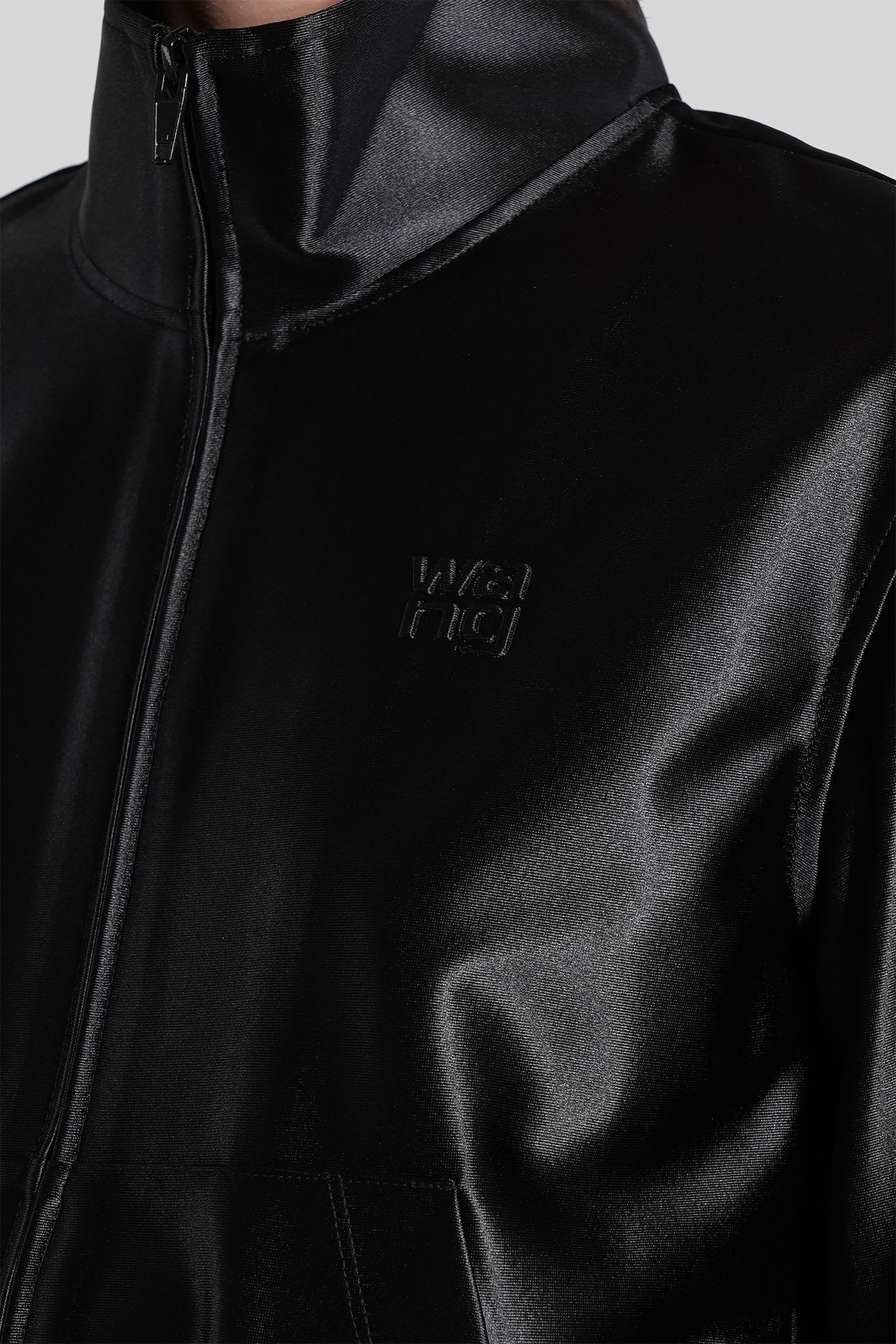 Alexander Wang Shrunken Zip-up Jacket Sweatshirts Black In Black