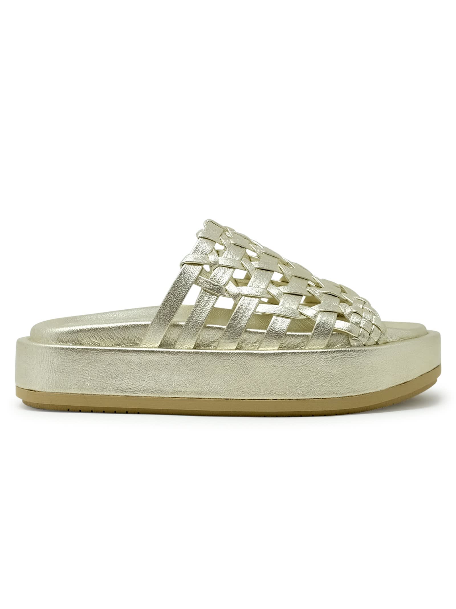 Paloma Barcelo Metallic Leather Nadira Flat Sandals