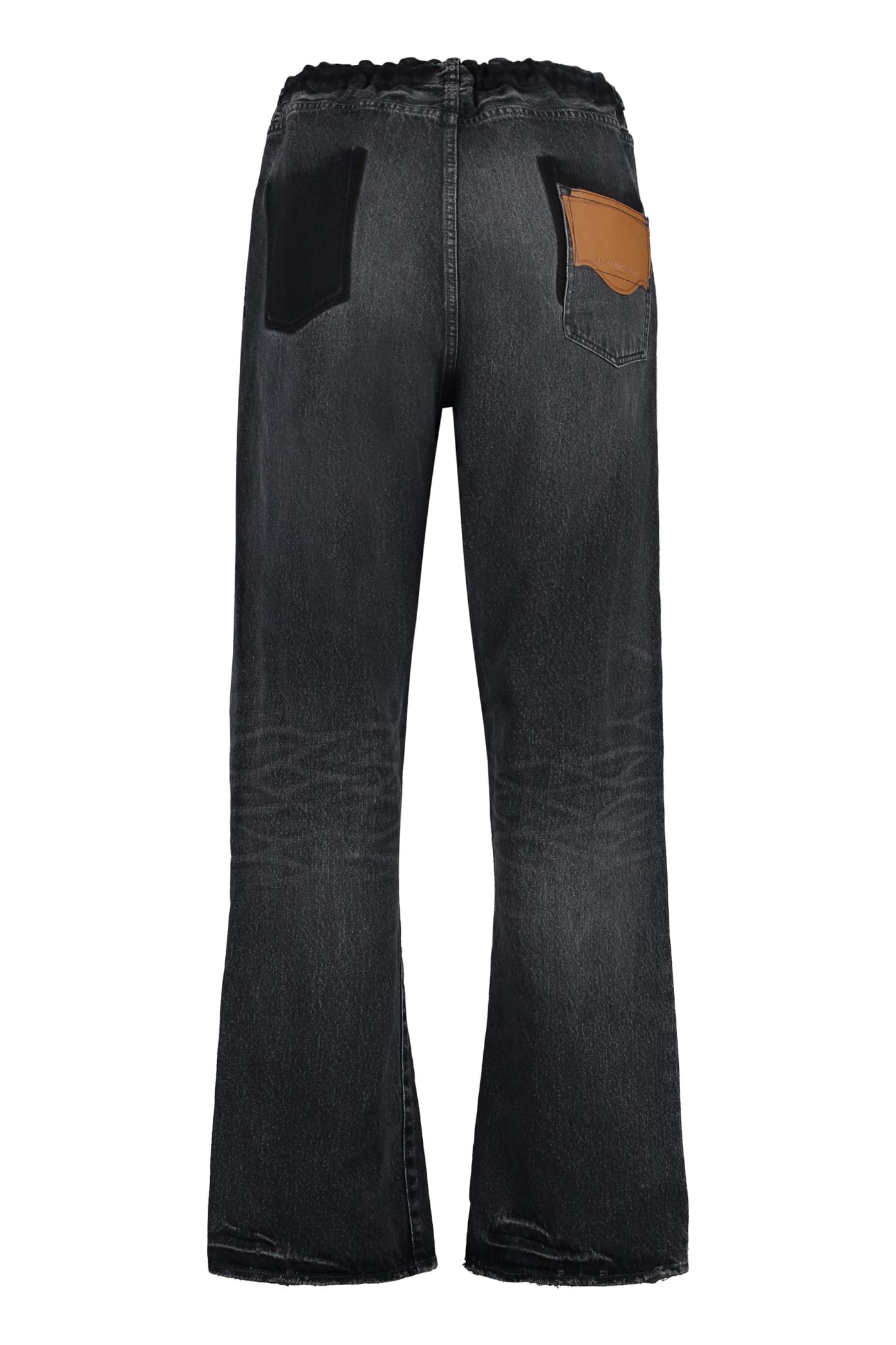 Shop Miharayasuhiro 5-pocket Straight-leg Jeans In Black