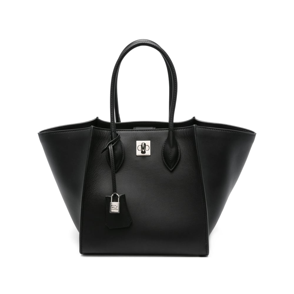 Ermanno Scervino Maggie Turn-lock Leather Tote Bag In Black