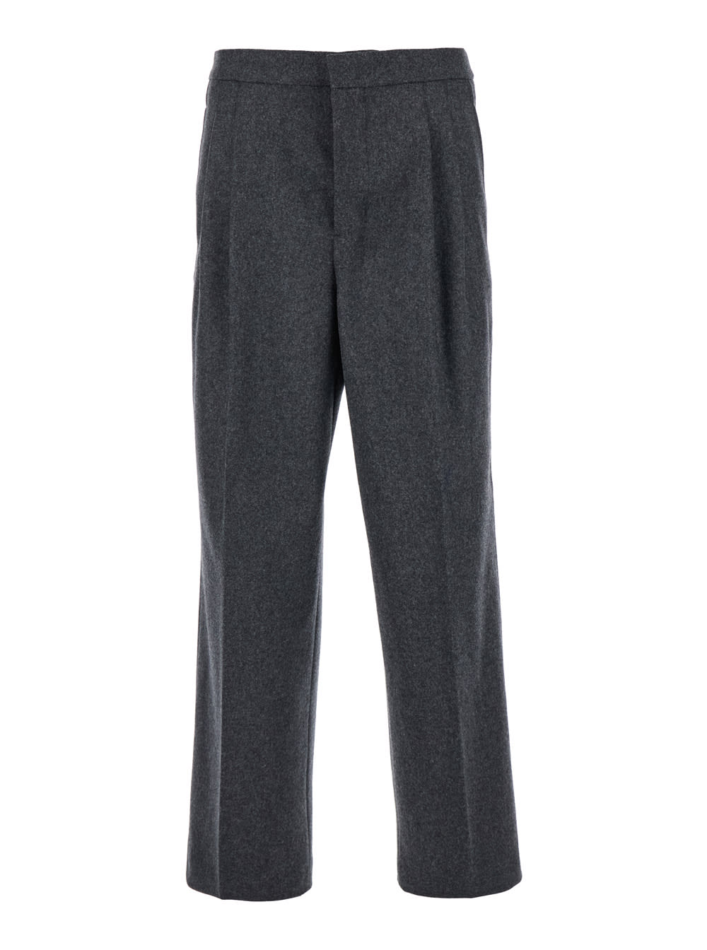 Shop Ami Alexandre Mattiussi Grey Wide Legs With Concealed Closure In Wool Man