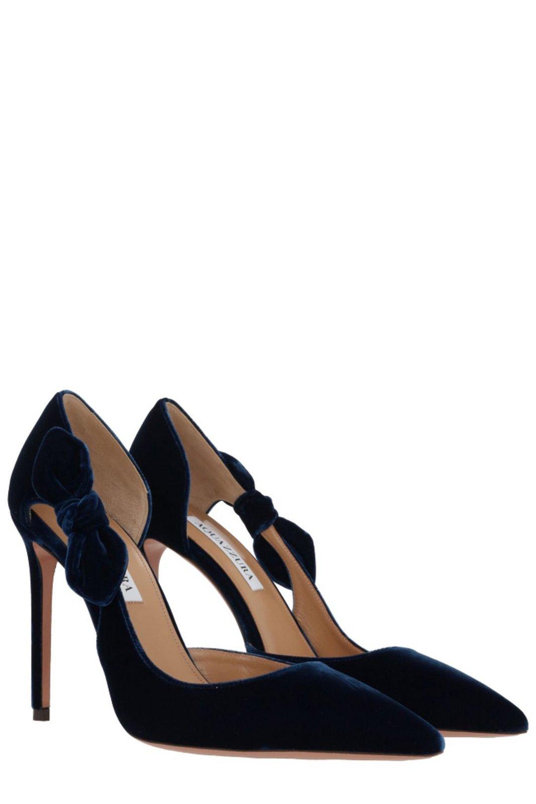 Shop Aquazzura Very Bow Tie Stiletto Heel Pumps In Blu