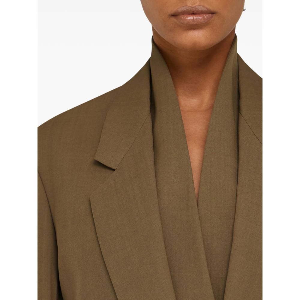 Ferragamo Khaki Single Breasted Blazer In Brown