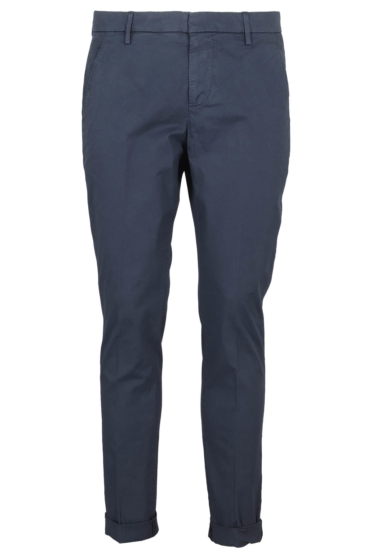Dondup Straight Leg Trousers With Back And Side Pockets In Blu