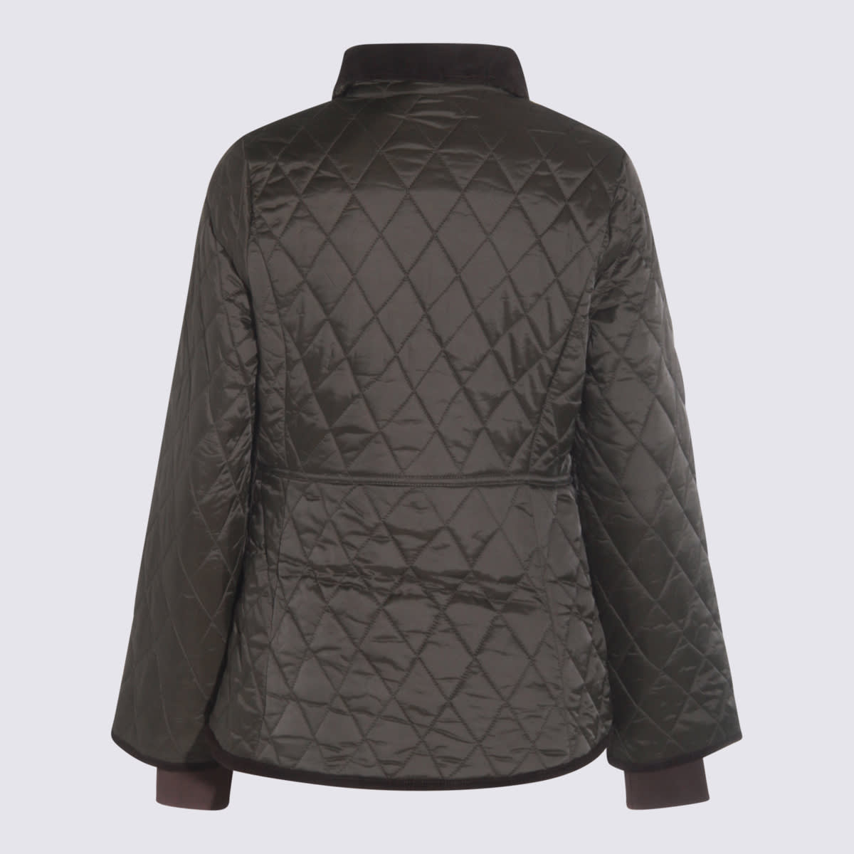Barbour Diamond-quilted Zip-front Coat In Gray