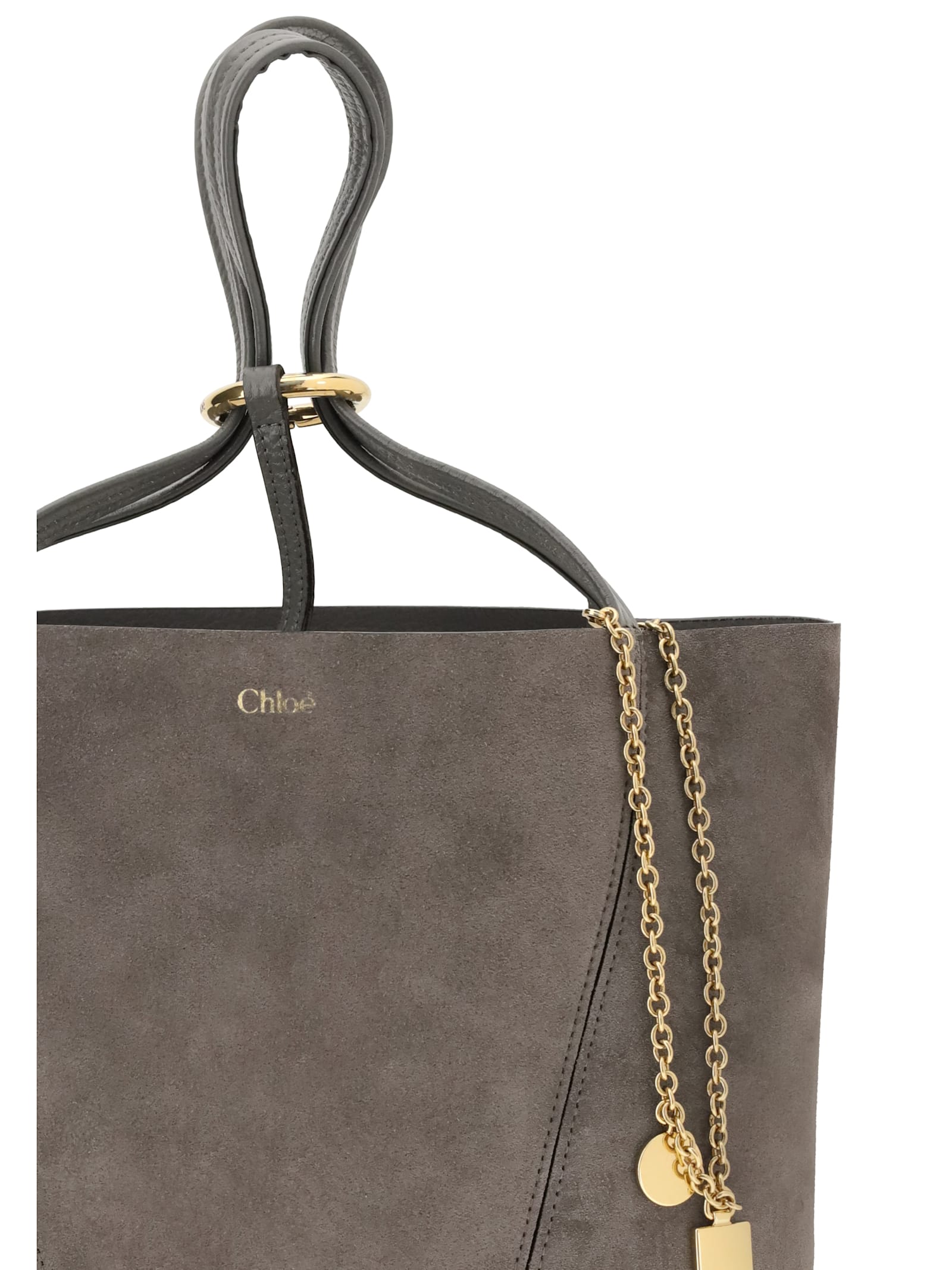 Chloé Spin Medium Tote Bag In Gray