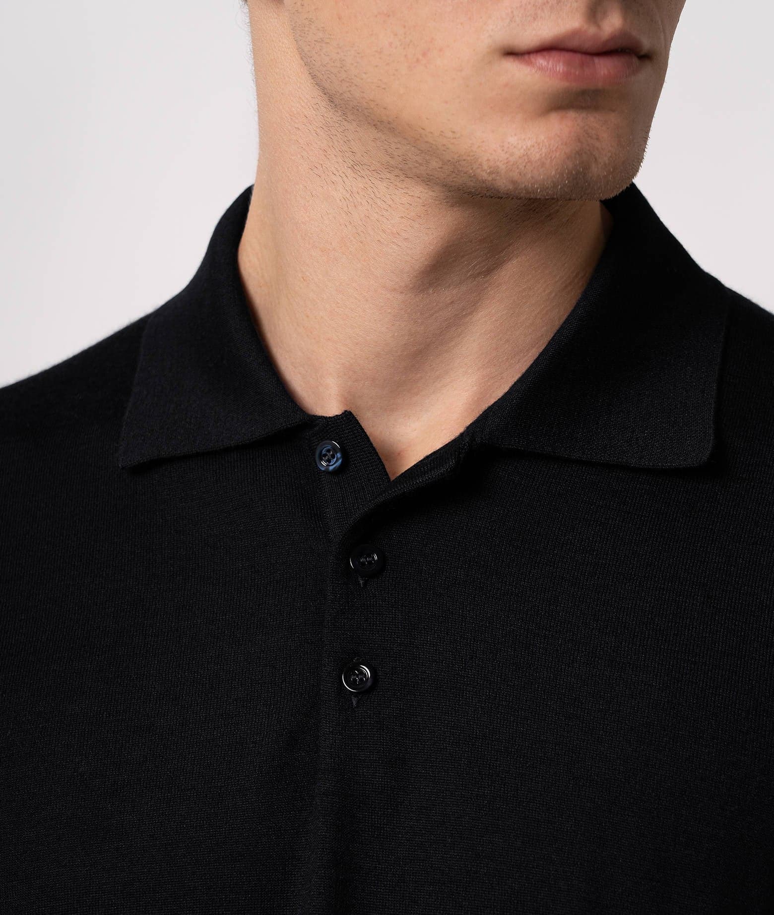 Shop Larusmiani Long Sleeve Polo Coppa Europa Sweater In Black