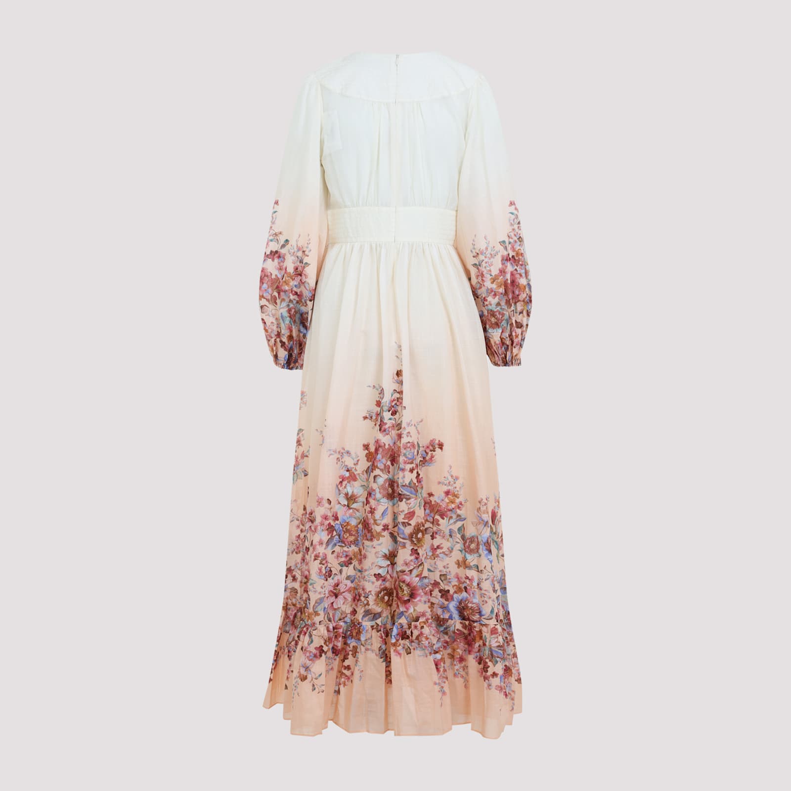 Zimmermann Ivory Floral Cotton Dress In Multi