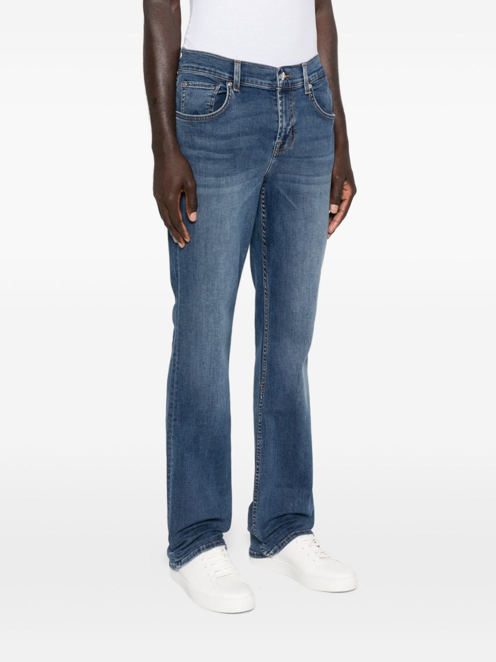 7 For All Mankind 7 For All Man Kind Blue Cotton Blend Button Fly Denim In Blue