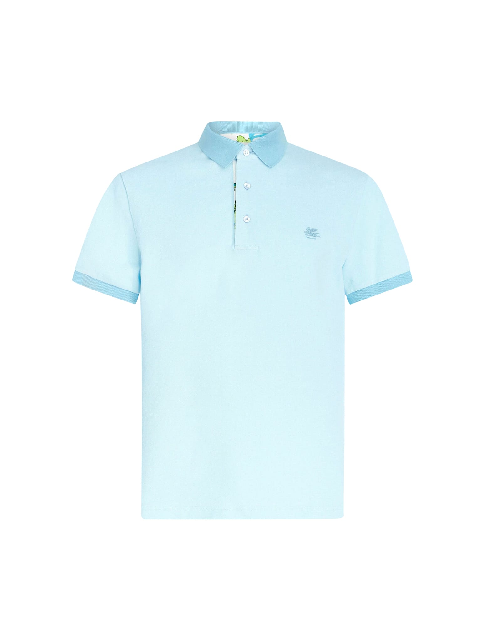 Shop Etro Polo Roma Printed Details In Light Blue