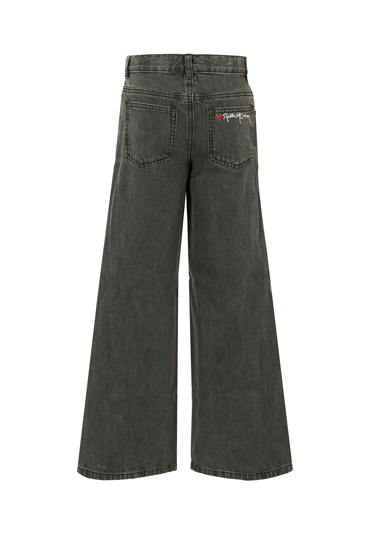 Stella Mccartney Black Jeans For Girl With Logo In Black