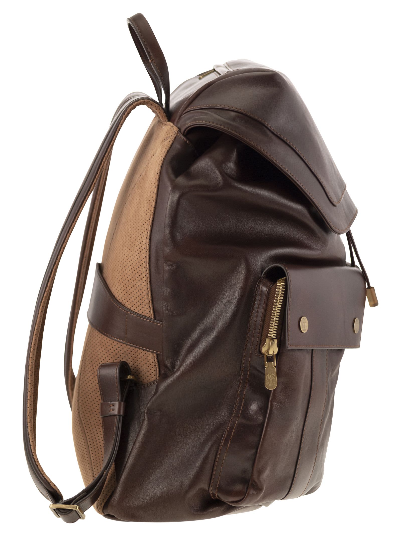 Shop Brunello Cucinelli Leather Backpack In Burgundy