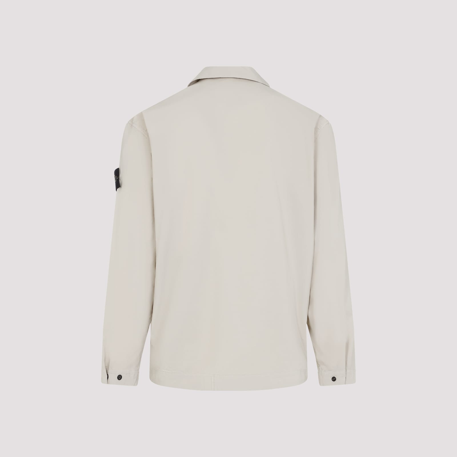 Stone Island Stretch Cotton Overshirt Jacket In Sand
