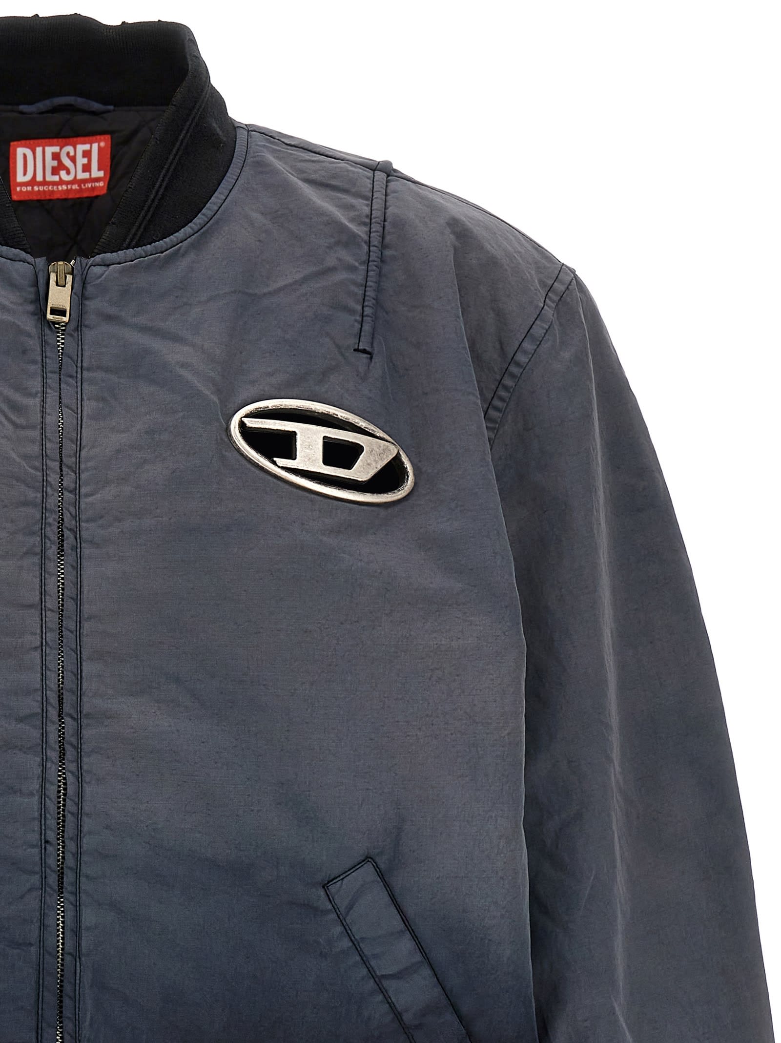 Shop Diesel J-kepes Bomber Jacket In Gray