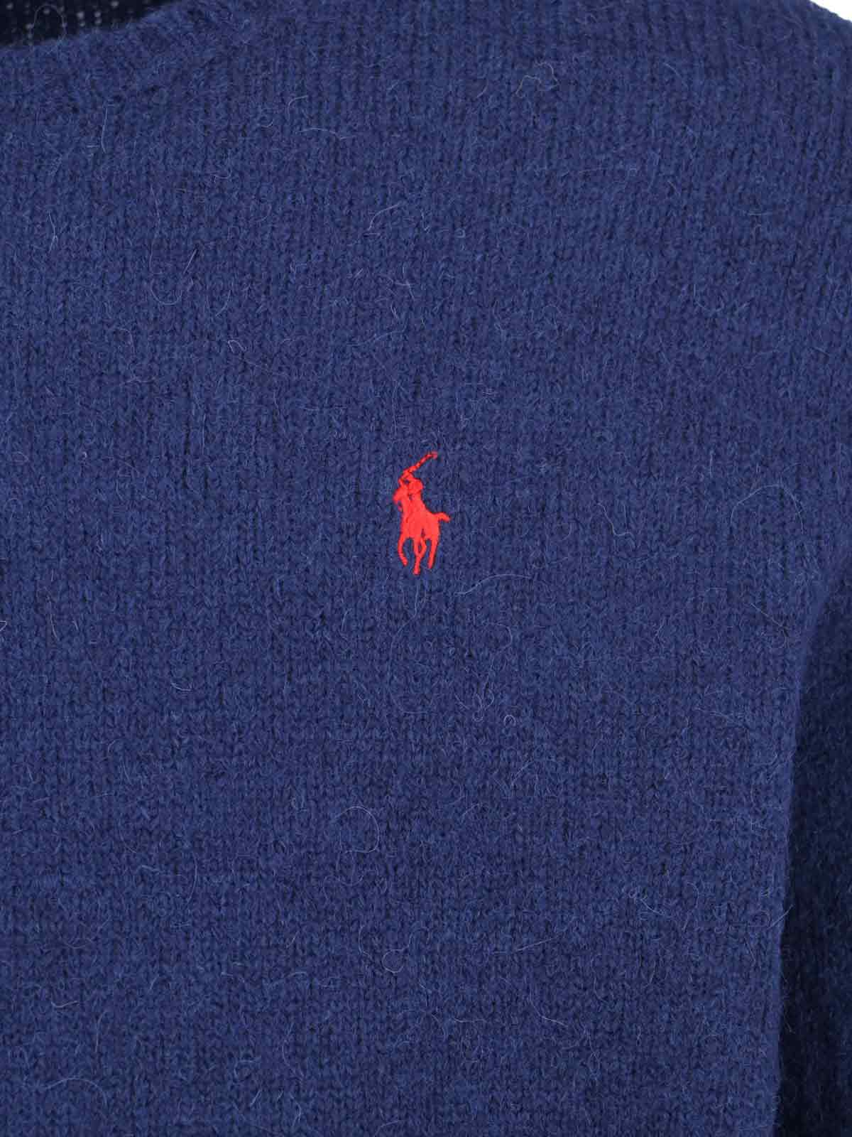 Polo Ralph Lauren Wool Blend Blue Sweater In Blue