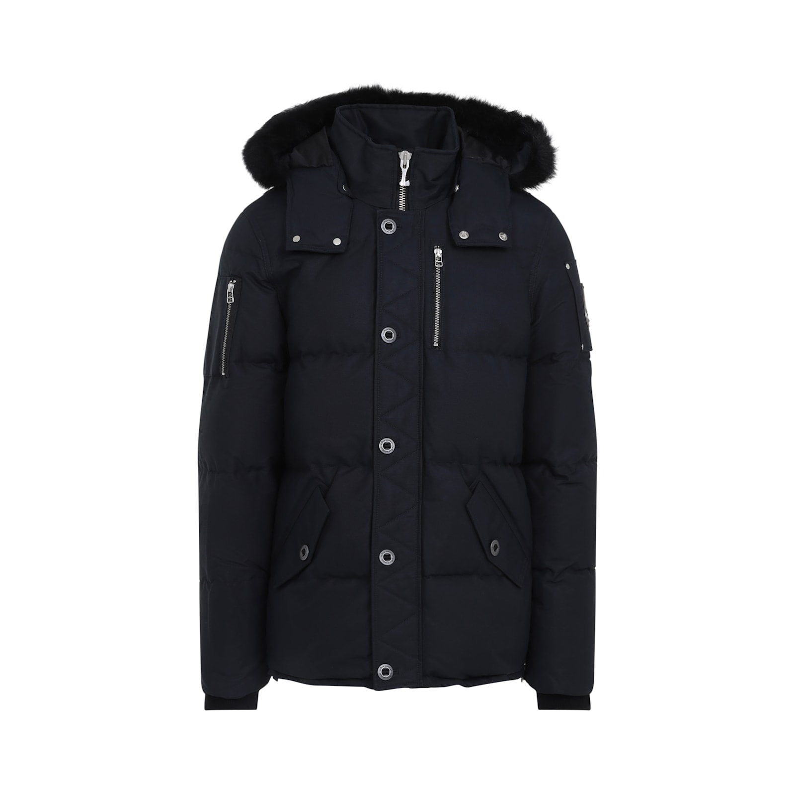 Shop Moose Knuckles 3q Fur Jacket In Navy Blk