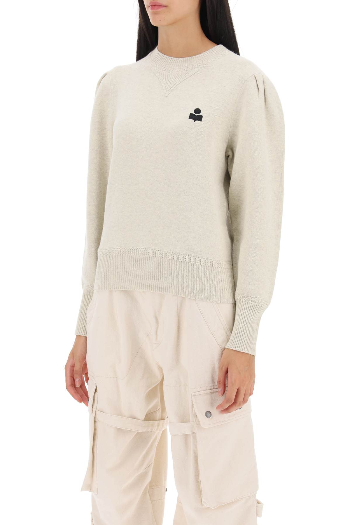 Shop Marant Etoile Kelaya Sweater With Balloon Sleeves In Neutrals