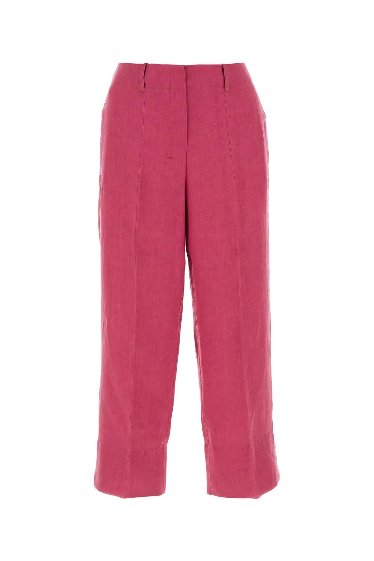 Shop 's Max Mara Dark Pink Linen Rebecca Pant In Fuchsia