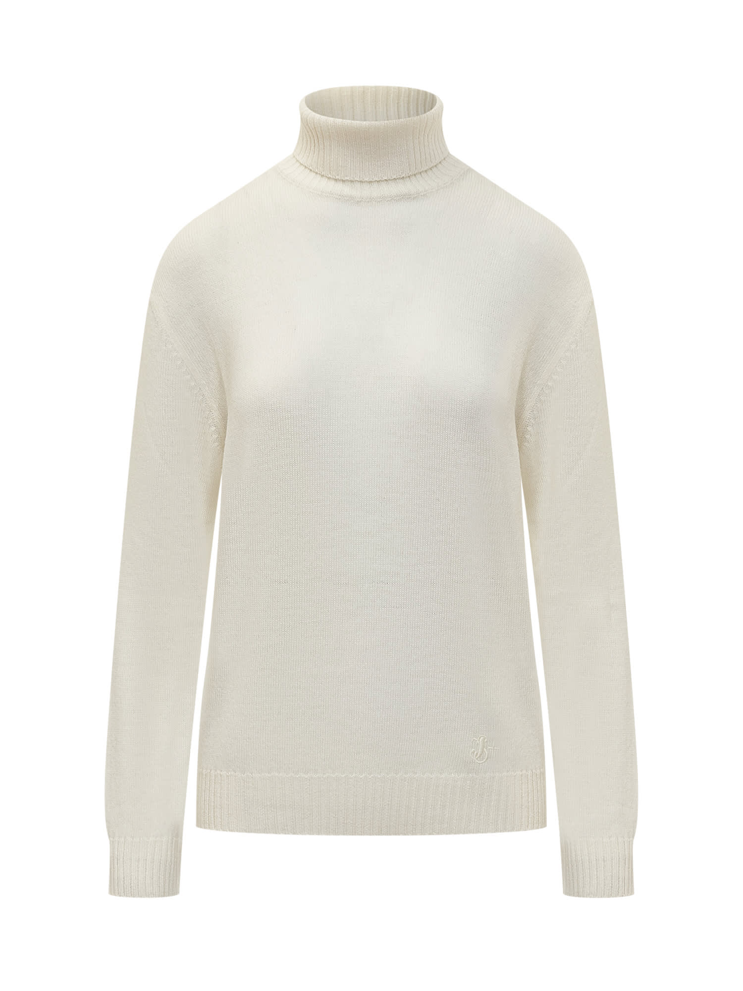 Shop Jil Sander Wool Sweater With Logo In White Snow