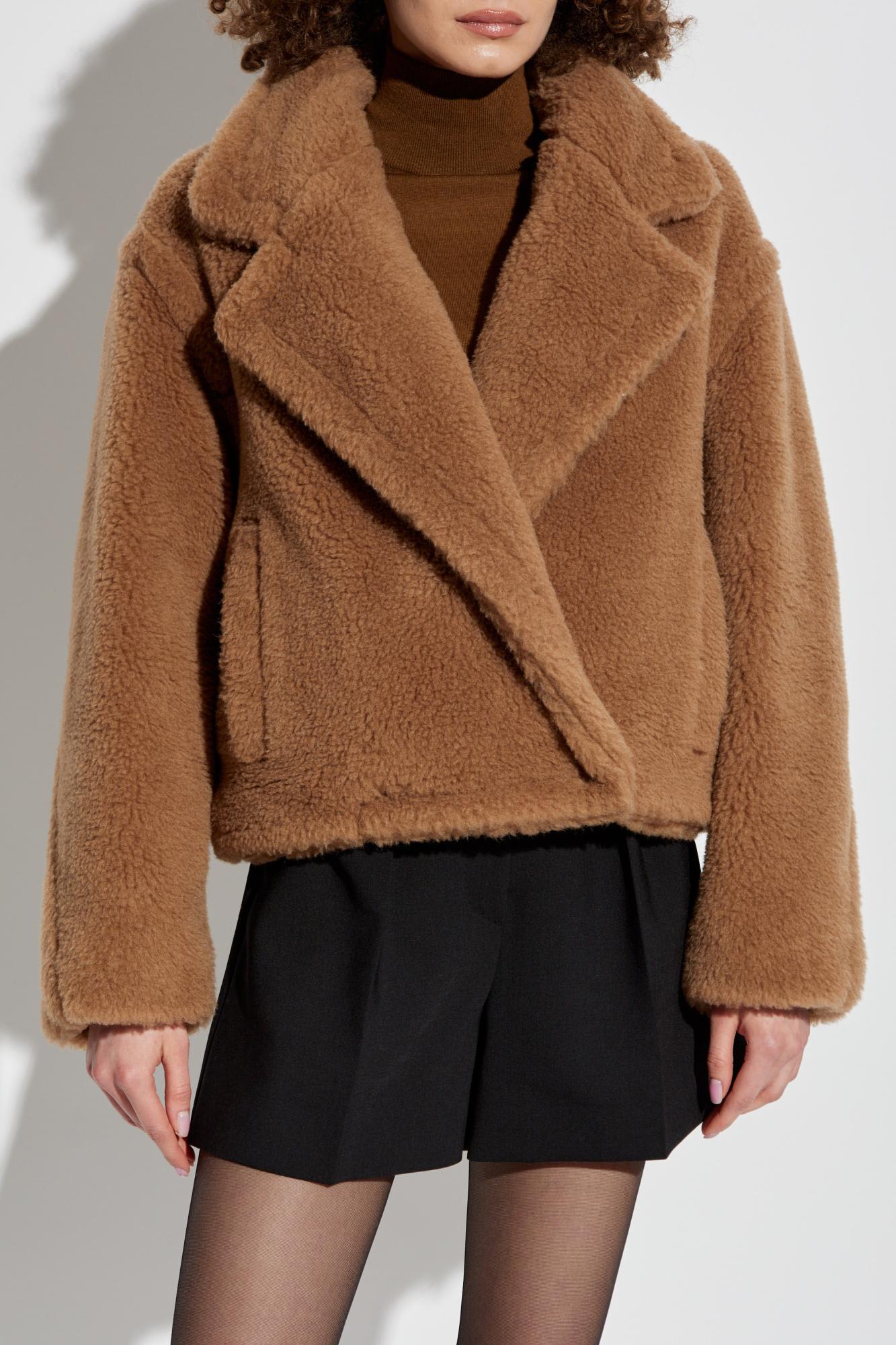 Max Mara Textured Camel Coat With Classic Lapel In Brown