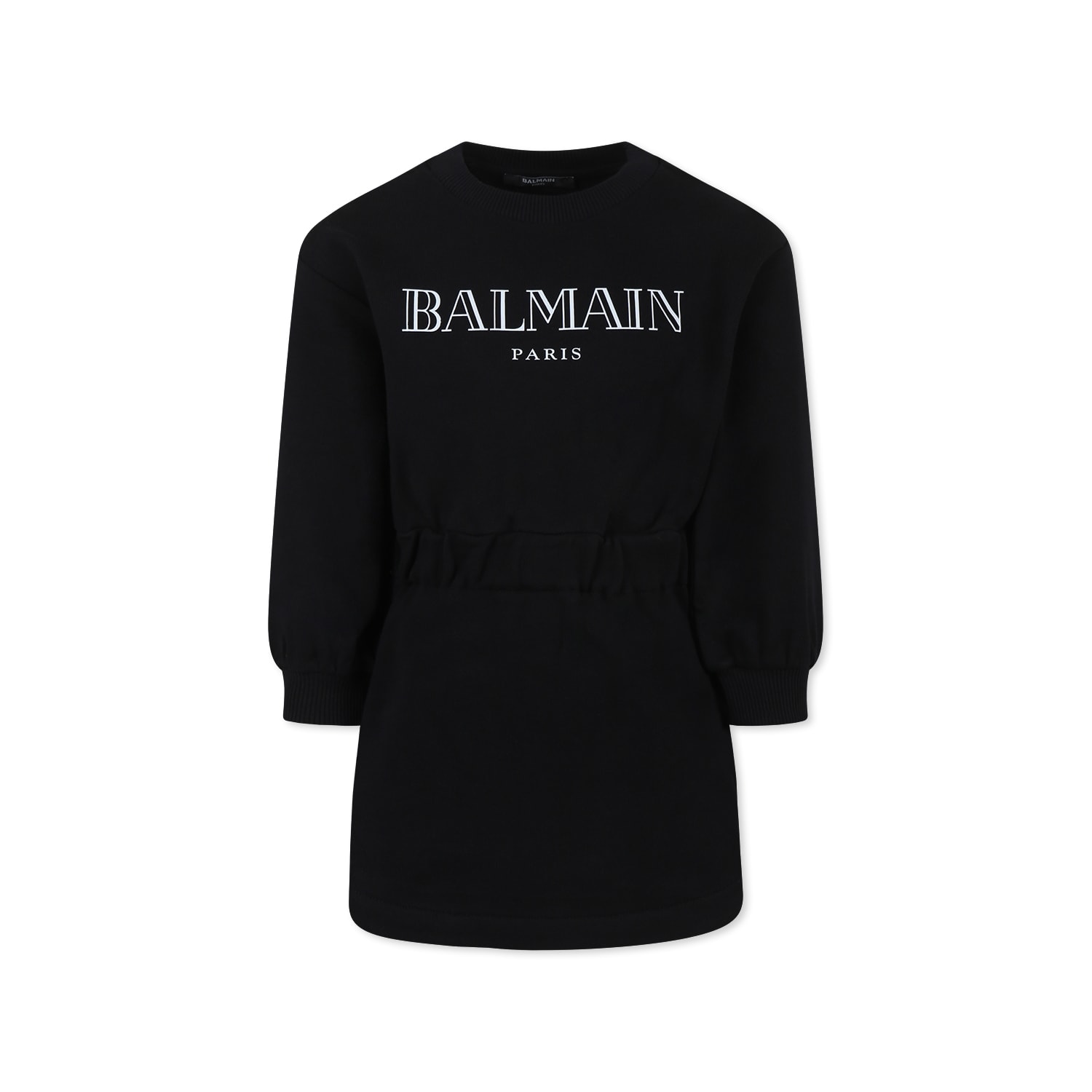 Balmain Black Dress For Girl With Logo In Black