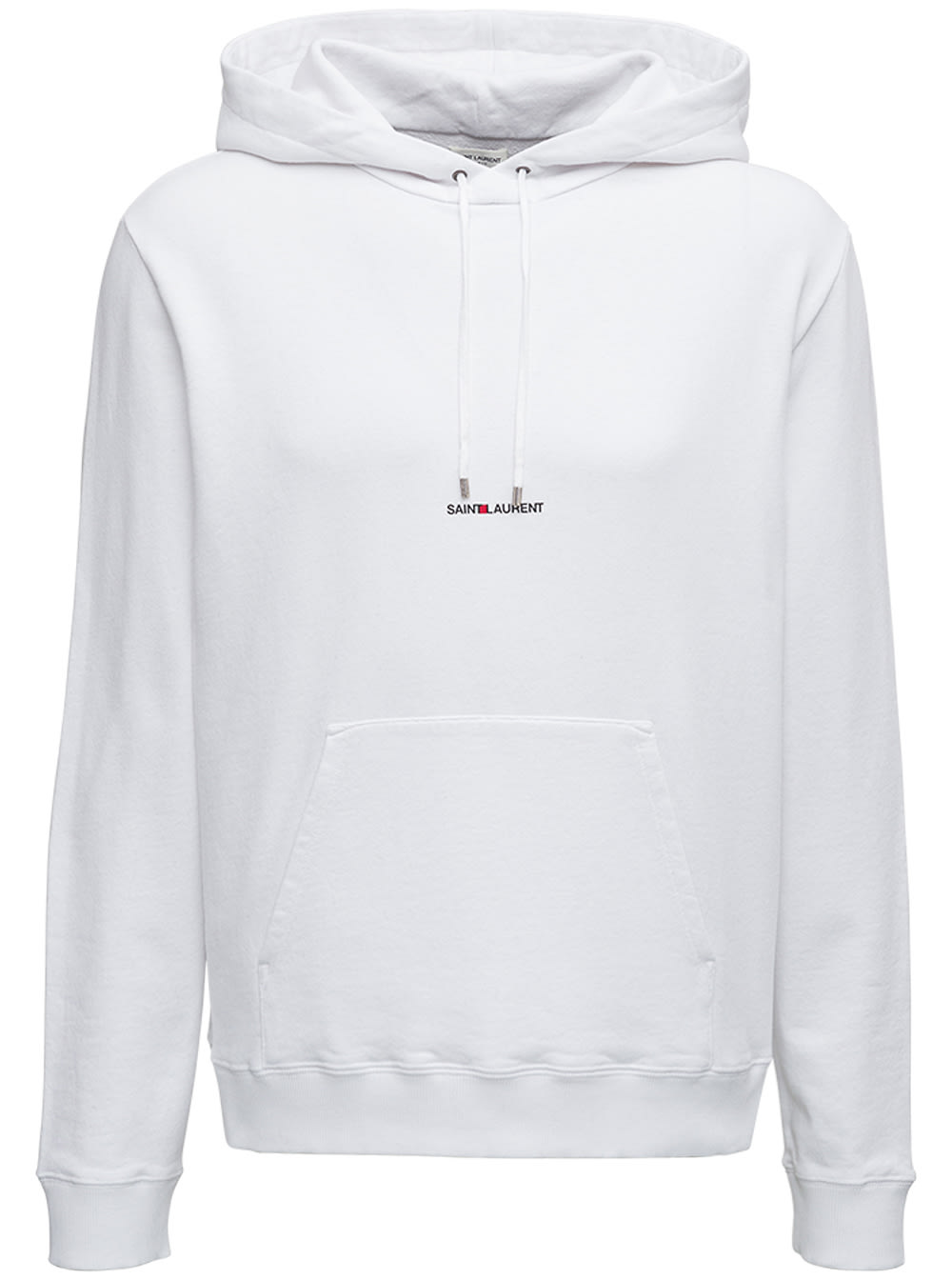 Shop Saint Laurent White Cotton Hoodie With Logo Print