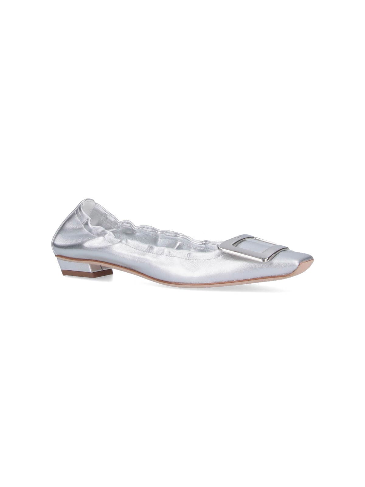 Roger Vivier 'belle Viviere' Heeled Ballet Flats In Silver