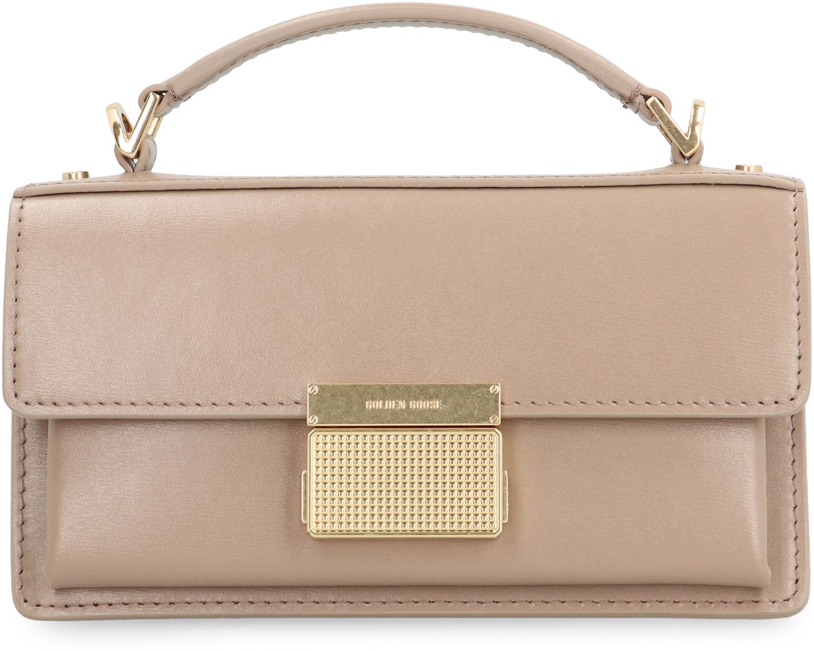 Shop Golden Goose Venezia Leather Mini Crossbody Bag In Beige