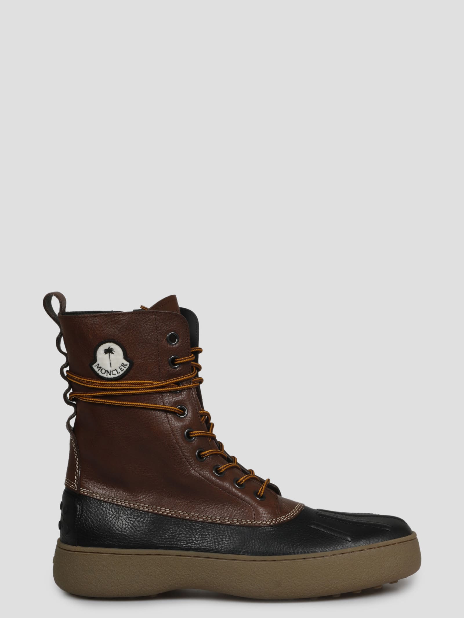 Moncler Genius W.g. Mid Leather Boots In Brown