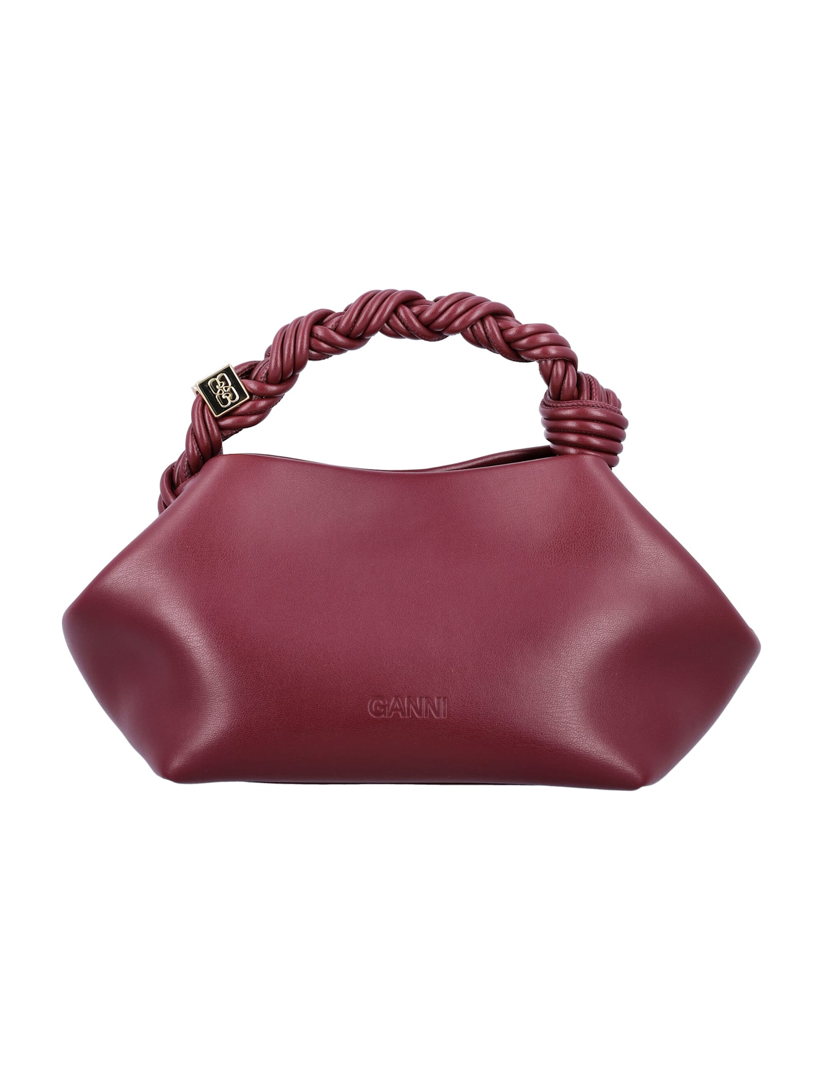 Ganni 'bou' Bordeaux Mini Handbag With Braided Handle And Removable Shoulder Strap In Burgundy